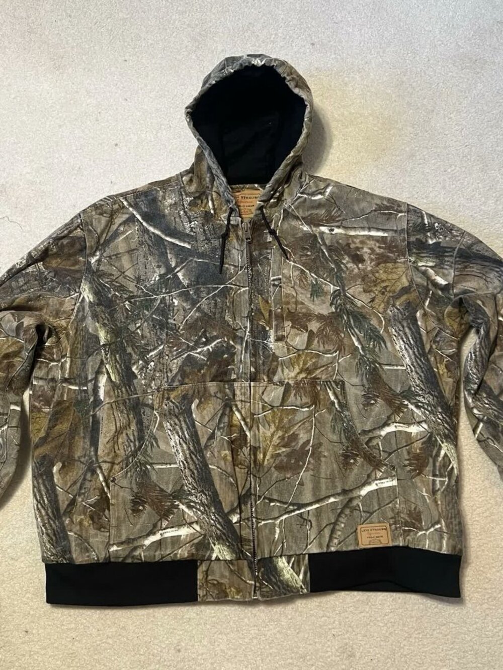 Vintage Levi Strauss Signature 3XL Camo Hunting Jacket Field Gear Hooded Zip